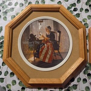 Norman Rockwell Mother's Day 1980 Plate in Wooden Frame